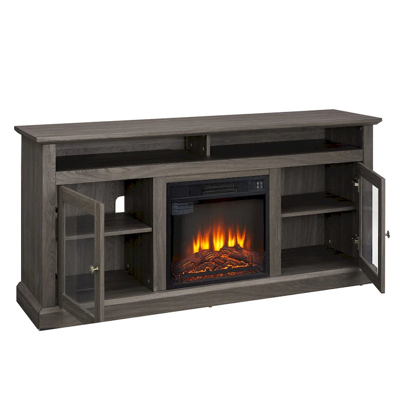 Meuble TV avec cheminée encastrée