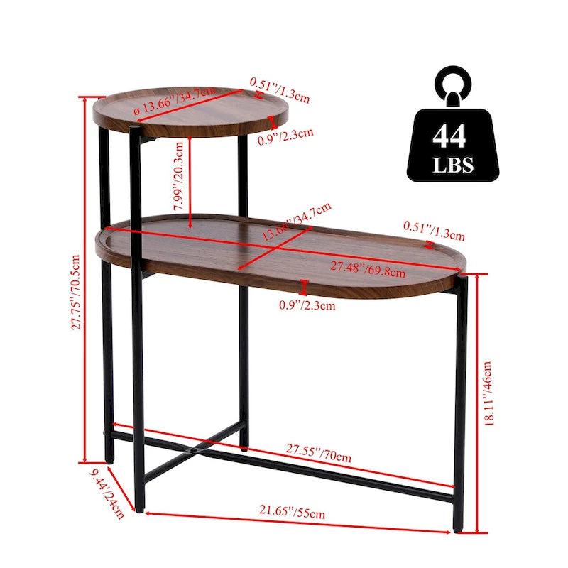 Petites Tables Basses, Table d'Appoint Moderne pour Canapé avec Étagère de Rangement en Bois