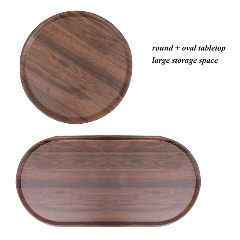 Petites Tables Basses, Table d'Appoint Moderne pour Canapé avec Étagère de Rangement en Bois