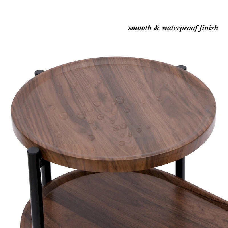 Petites Tables Basses, Table d'Appoint Moderne pour Canapé avec Étagère de Rangement en Bois