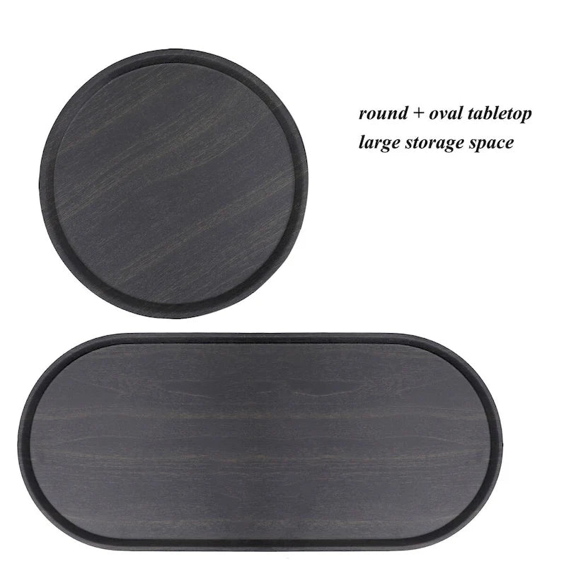 Petites Tables Basses, Table d'Appoint Moderne pour Canapé avec Étagère de Rangement en Bois
