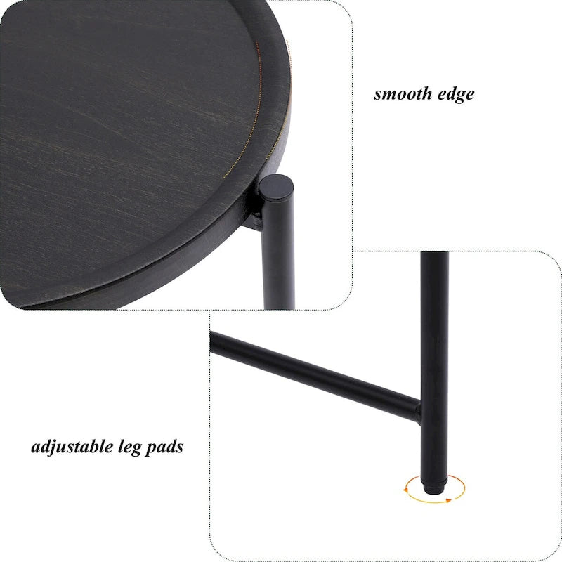 Petites Tables Basses, Table d'Appoint Moderne pour Canapé avec Étagère de Rangement en Bois