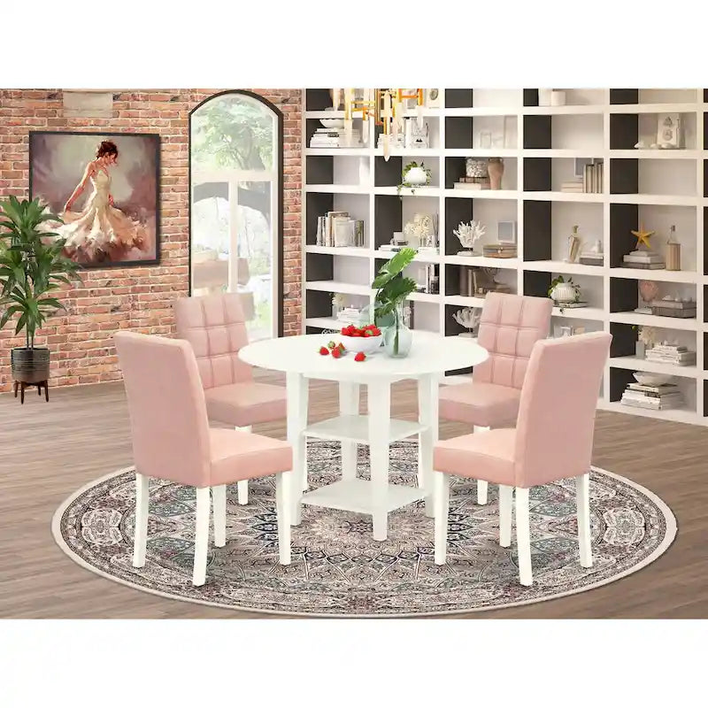 Contient une table à manger ronde et des chaises